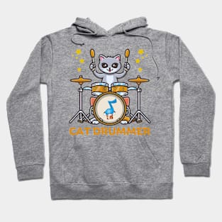 Cat Playing Drums Hoodie